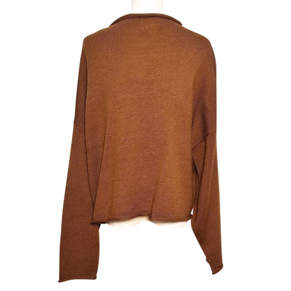 Things Between Caramel Brown Roll Neck Dolman Sleeve Wool Blend Sweater Medium - Picture 5 of 8
